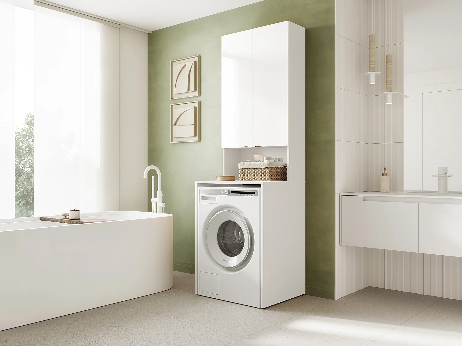 Armoire Haute LORA pour Lave-linge & Sèche-linge - 210x65x56/25 cm