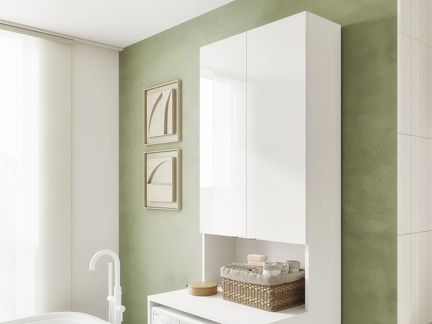 Armoire Haute LORA pour Lave-linge & Sèche-linge - 210x65x56/25 cm