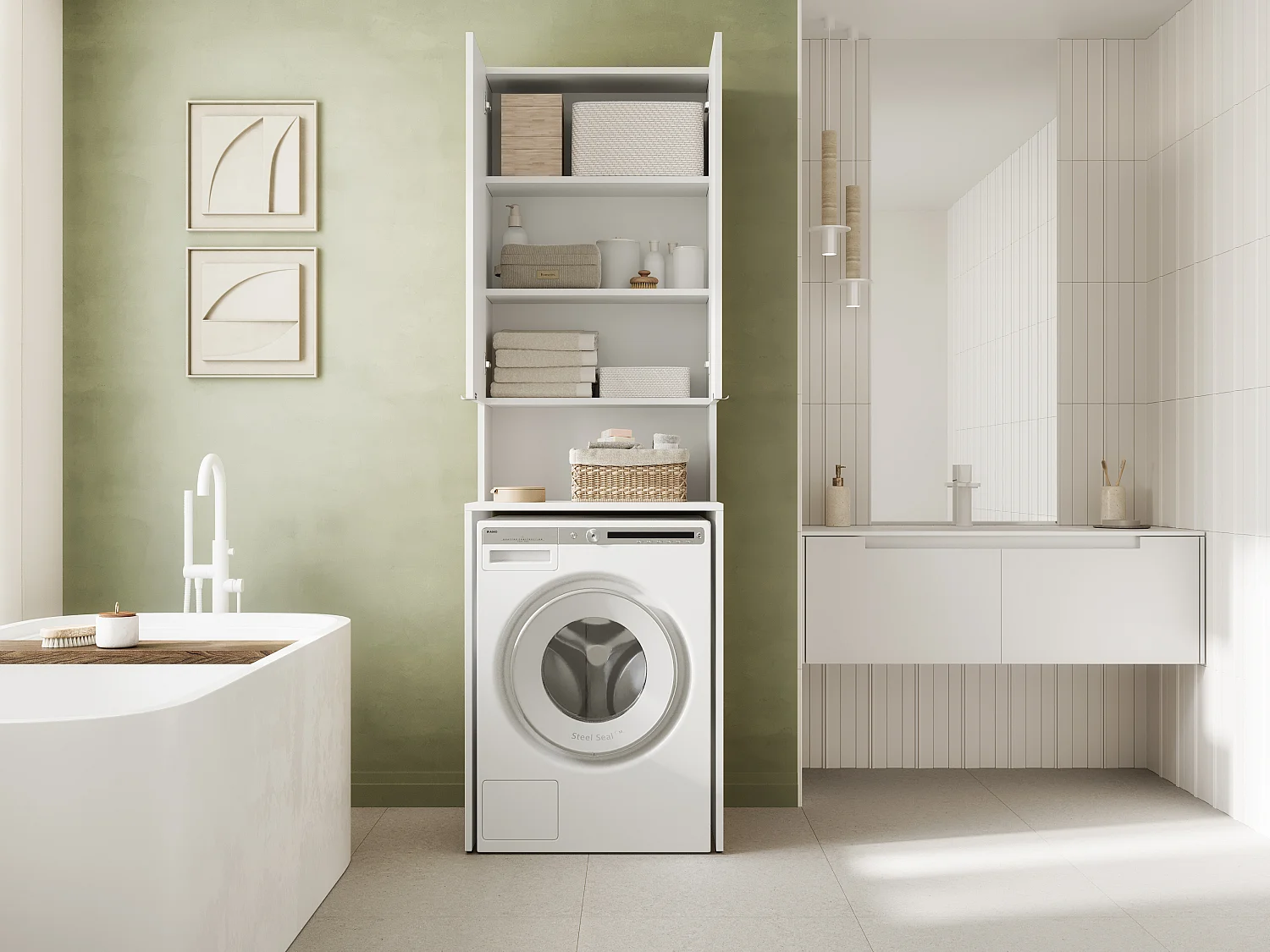 Armoire Haute LORA pour Lave-linge & Sèche-linge - 210x65x56/25 cm