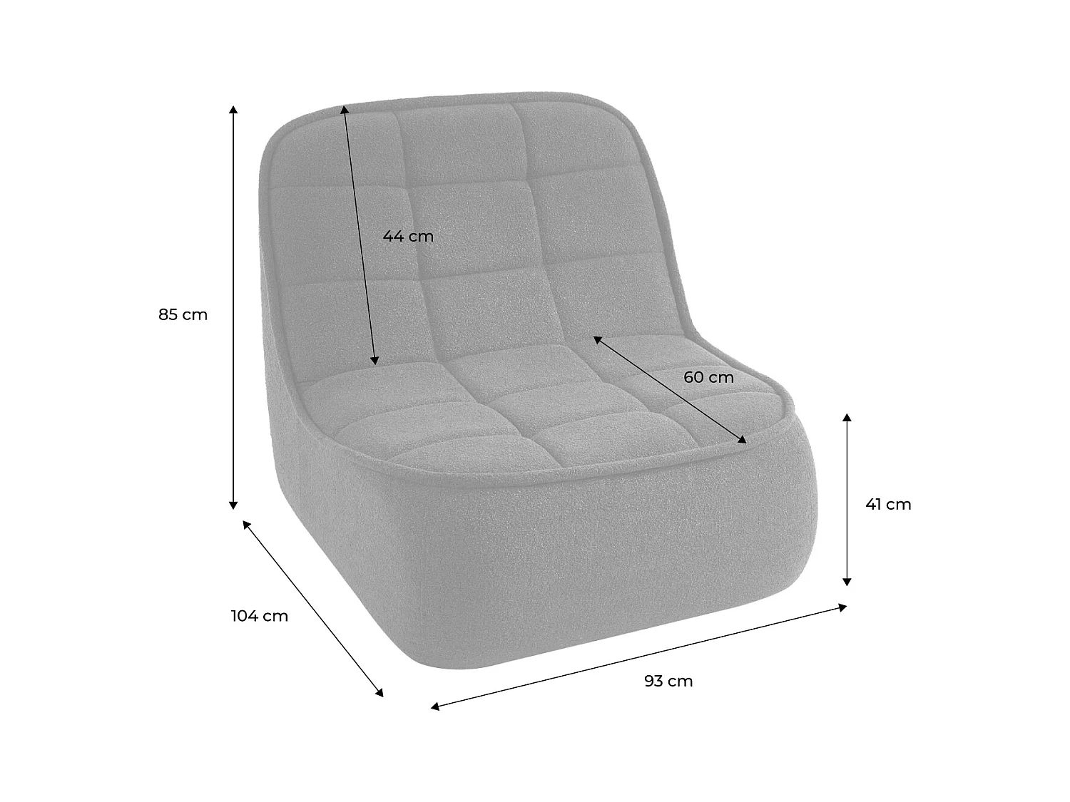 Sillón en borreguito, 1 plaza negro