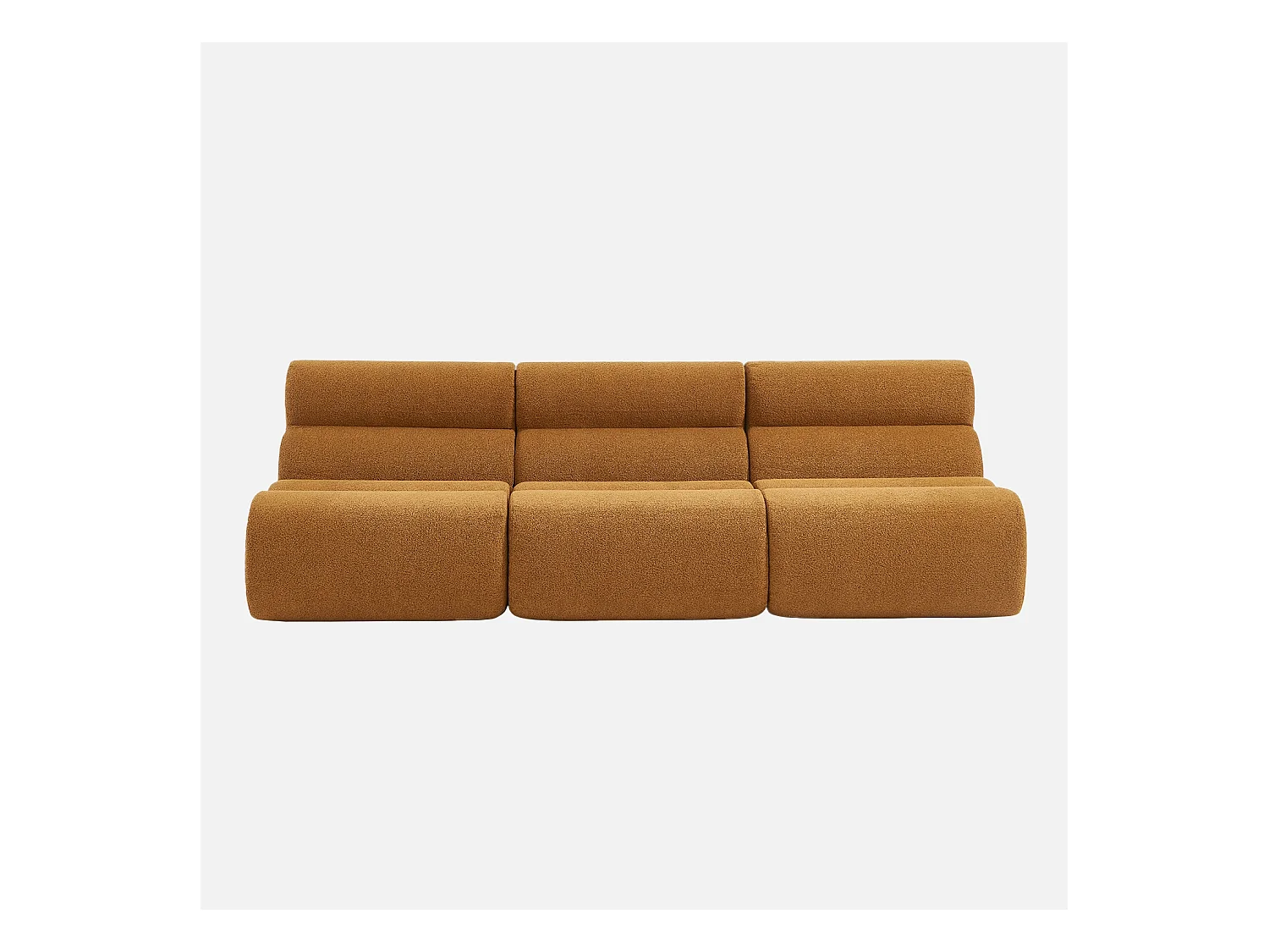 Sofá modular de borreguito texturizado, 3 plazas mostaza