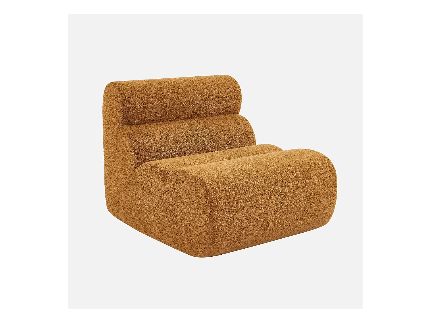 Sofá modular de borreguito texturizado, 3 plazas mostaza