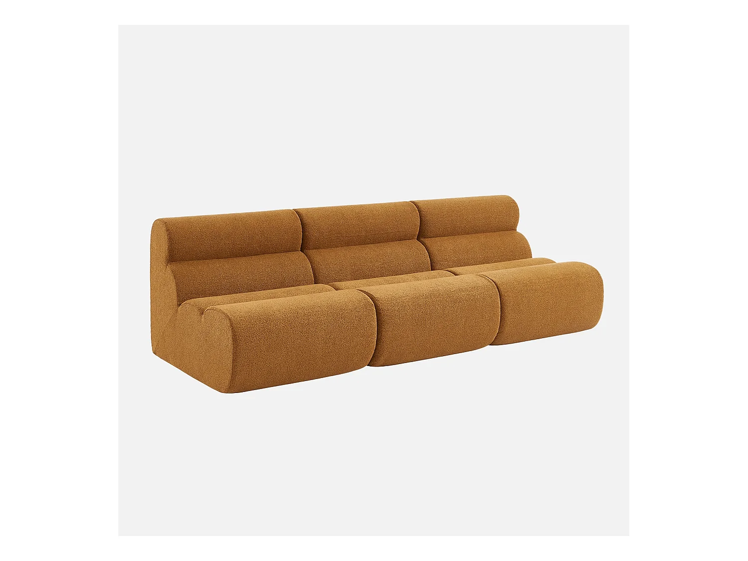 Lot de 3 chauffeuses bouclette texturée moutarde 1 place - L 81 x P 99 x H 81cm - Nova
