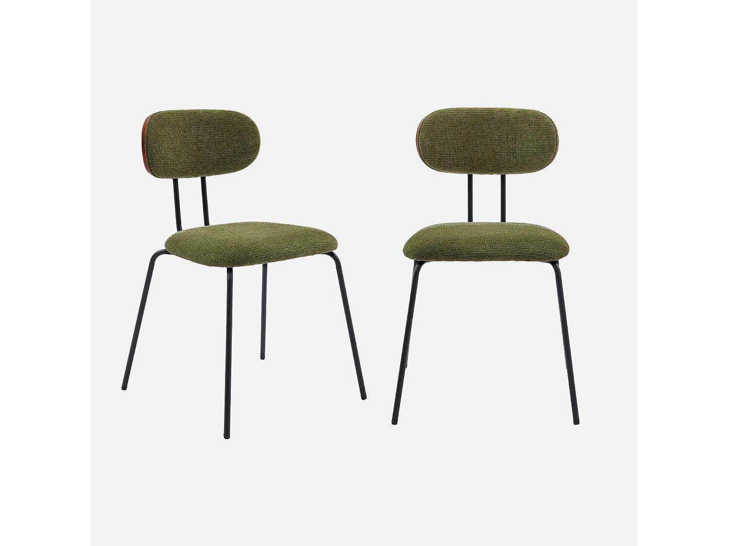 Set 2 sedie in legno tinto noce e tessuto idrorepellente, verde kaki