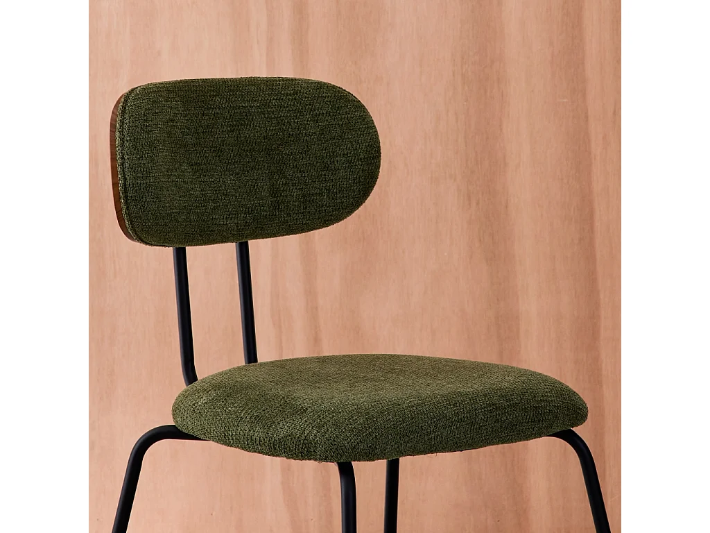 Set 2 sedie in legno tinto noce e tessuto idrorepellente, verde kaki