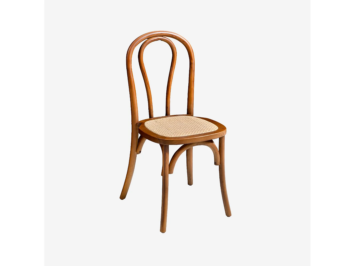 Set 2 sedie vintage in legno e rattan, noce