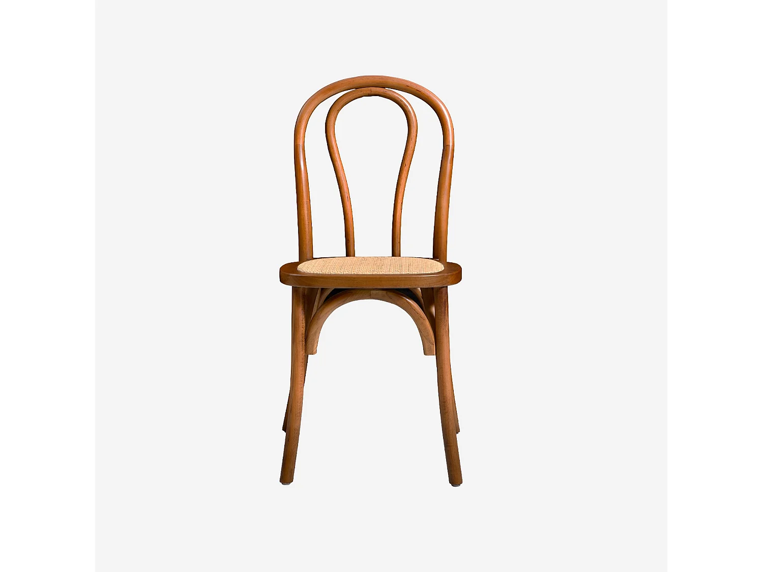Set 2 sedie vintage in legno e rattan, noce