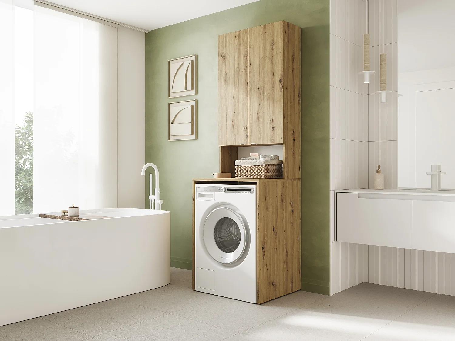 Armoire Haute LORA pour Lave-linge & Sèche-linge - 210x65x56/25 cm