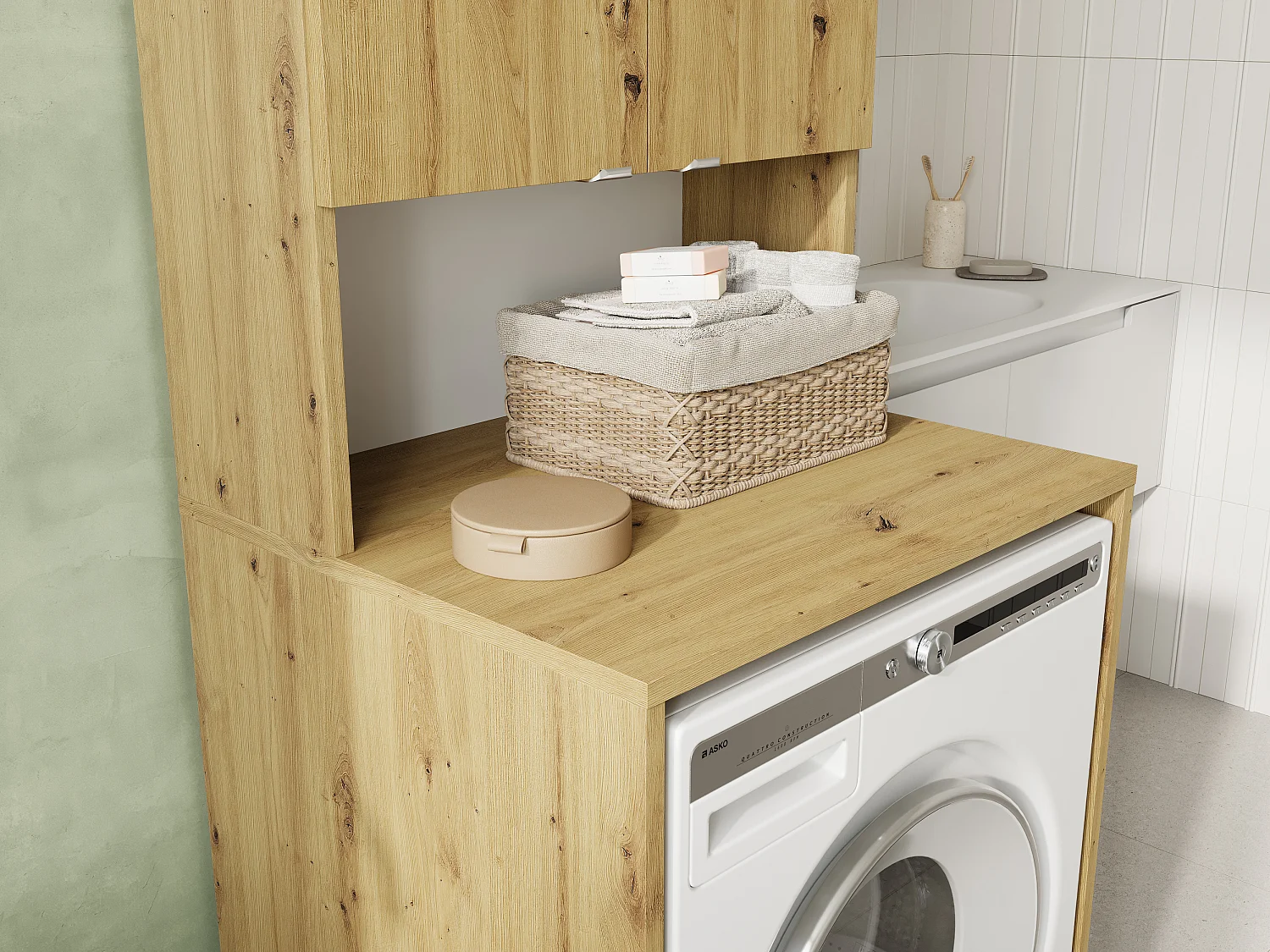 Armoire Haute LORA pour Lave-linge & Sèche-linge - 210x65x56/25 cm