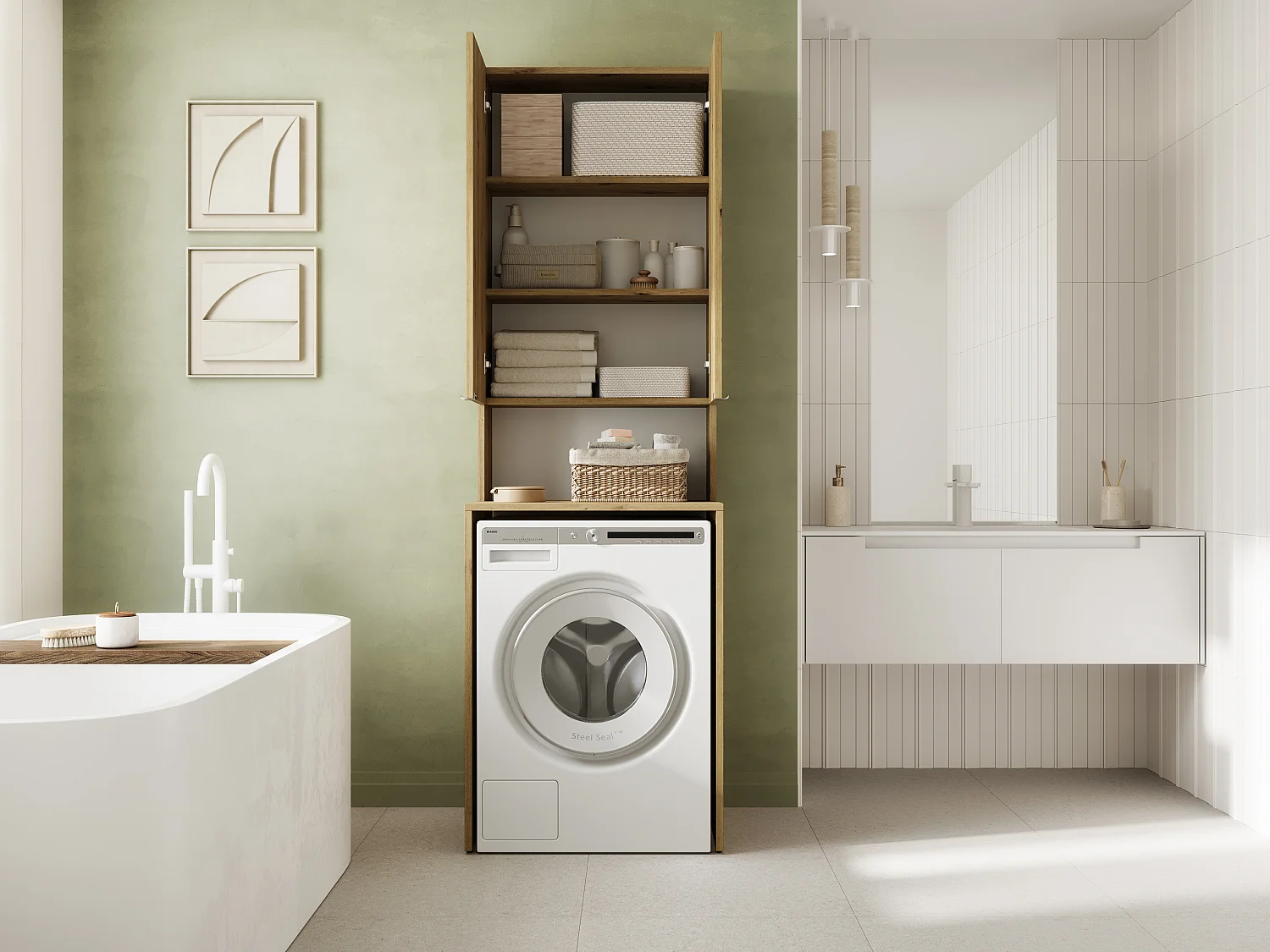 Armoire Haute LORA pour Lave-linge & Sèche-linge - 210x65x56/25 cm