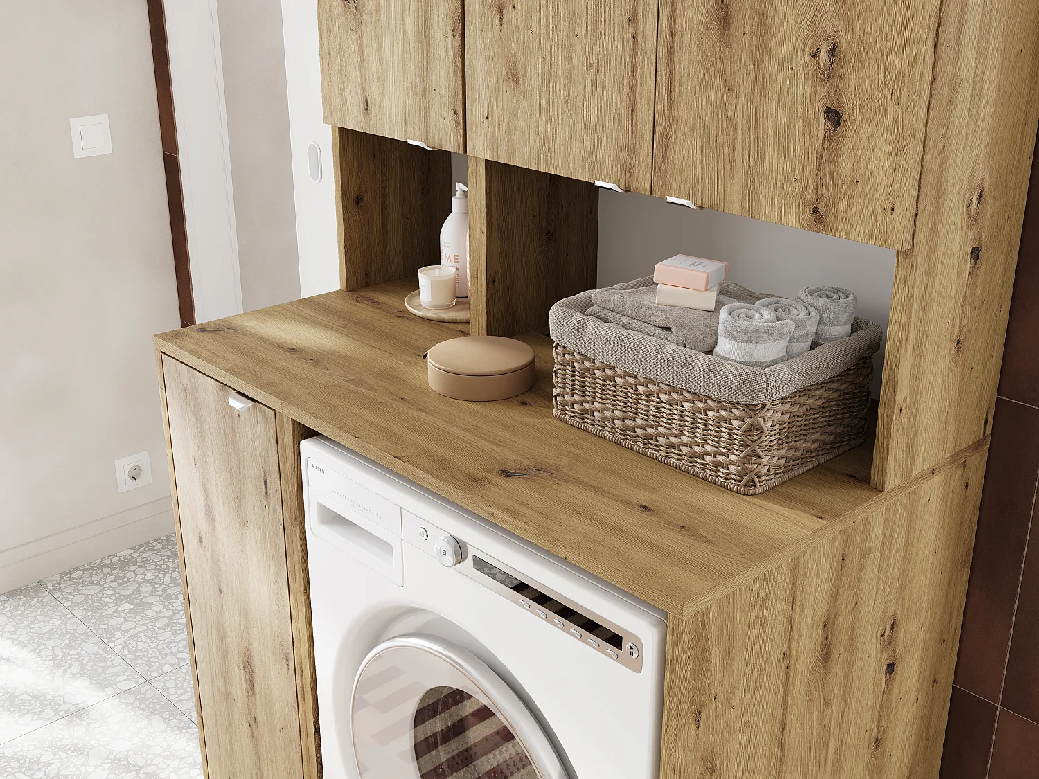 Armoire Haute LORA pour Lave-linge & Sèche-linge - 210x65x56/25 cm