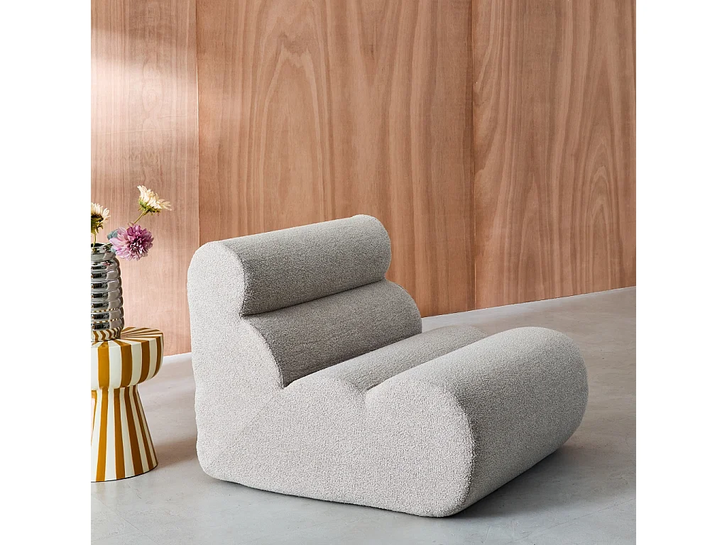 Módulo para sofá modular en borreguito texturizado, 1 plaza beige