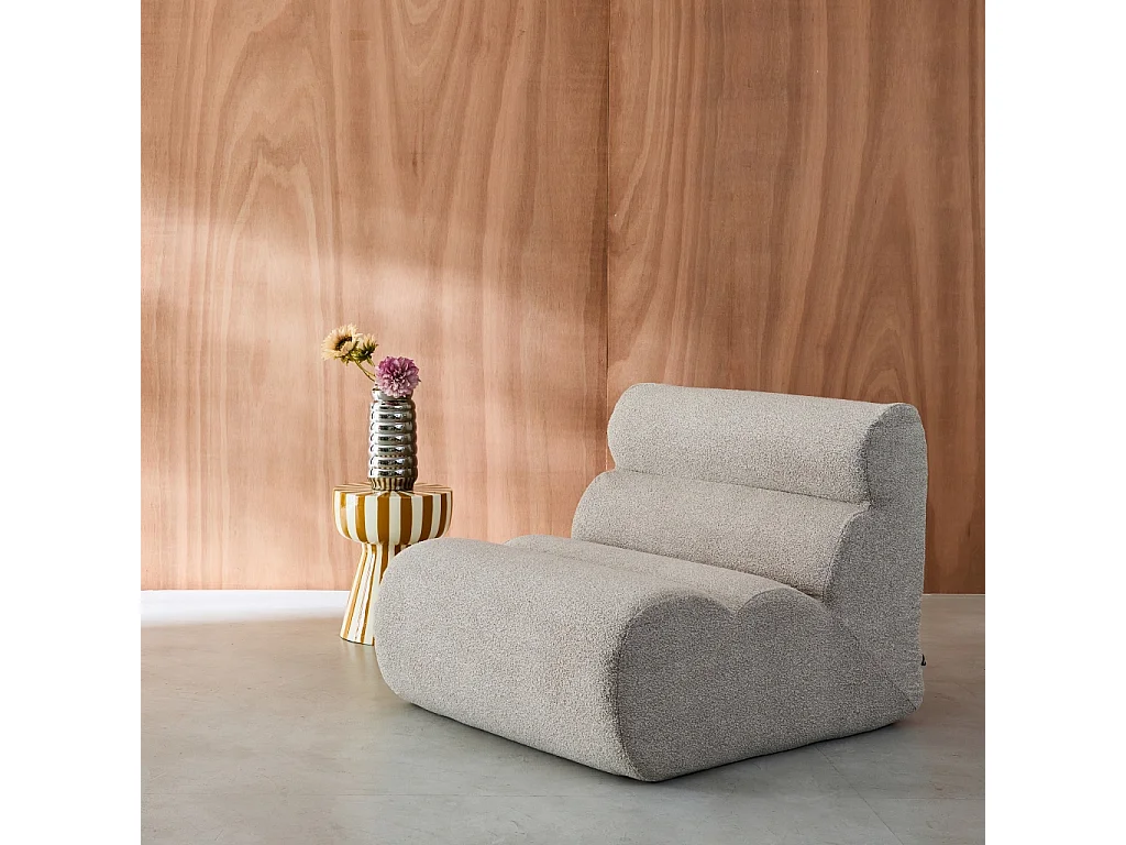 Chauffeuse bouclette texturée beige 1 place - L 81 x P 99 x H 75cm - Nova