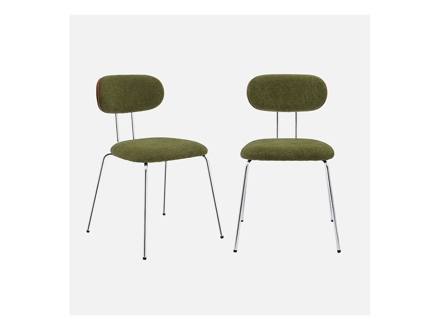 Set di 2 sedie decorative legno curvato tinto noce e tessuto