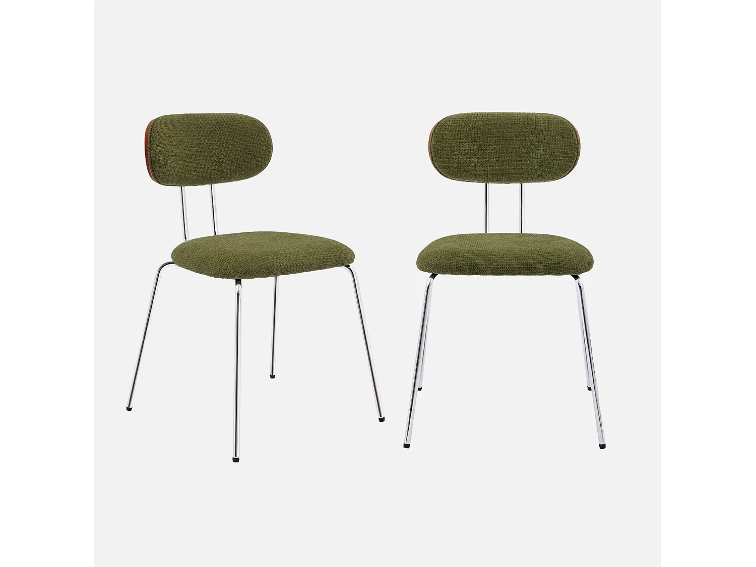 Set di 2 sedie decorative legno curvato tinto noce e tessuto