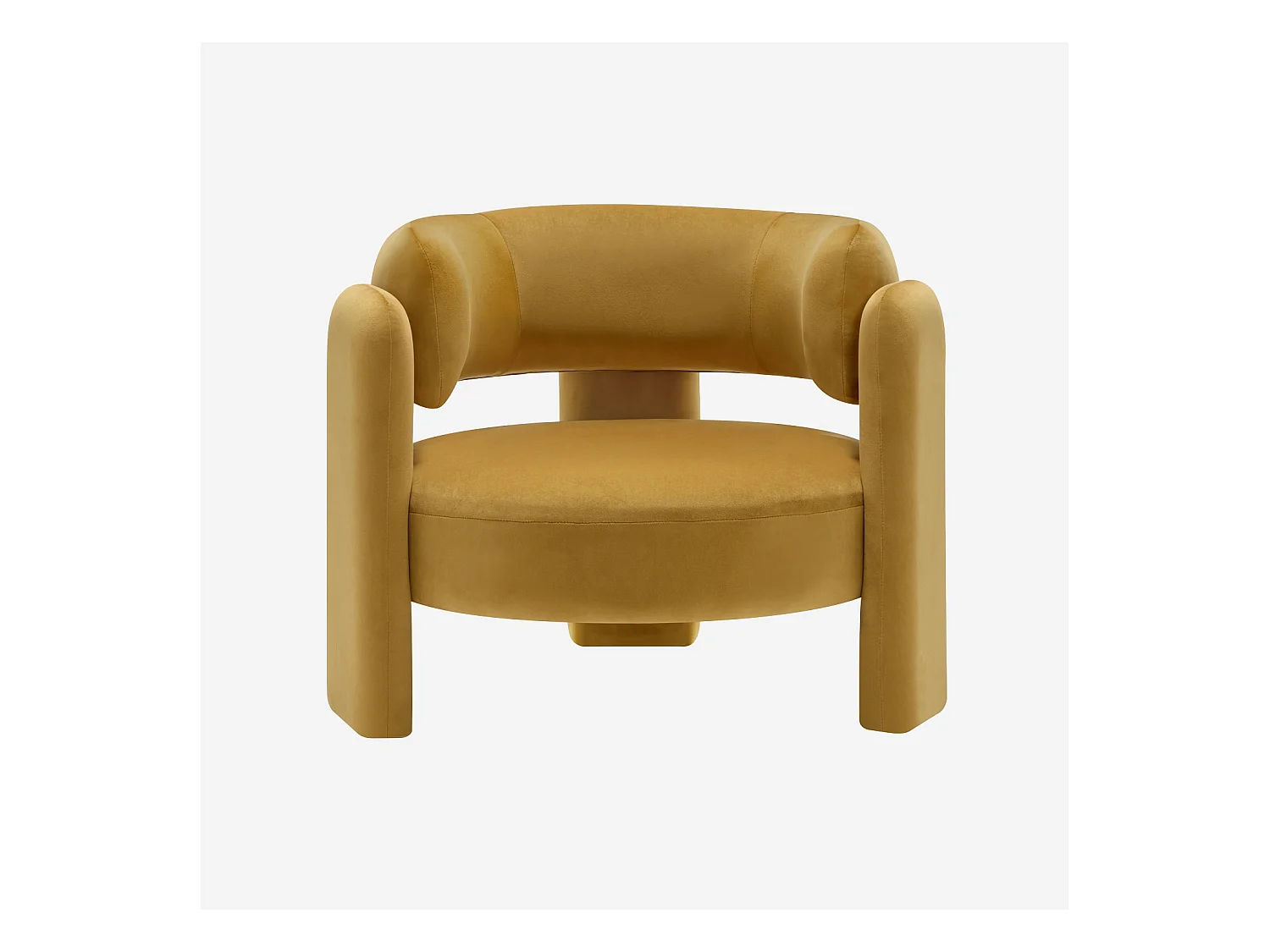 Fauteuil tripode en velours moutarde