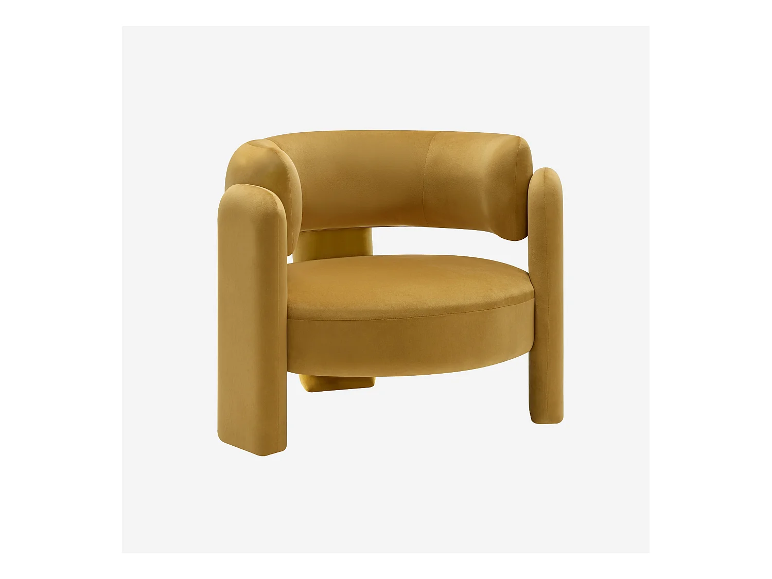 Fauteuil tripode en velours moutarde