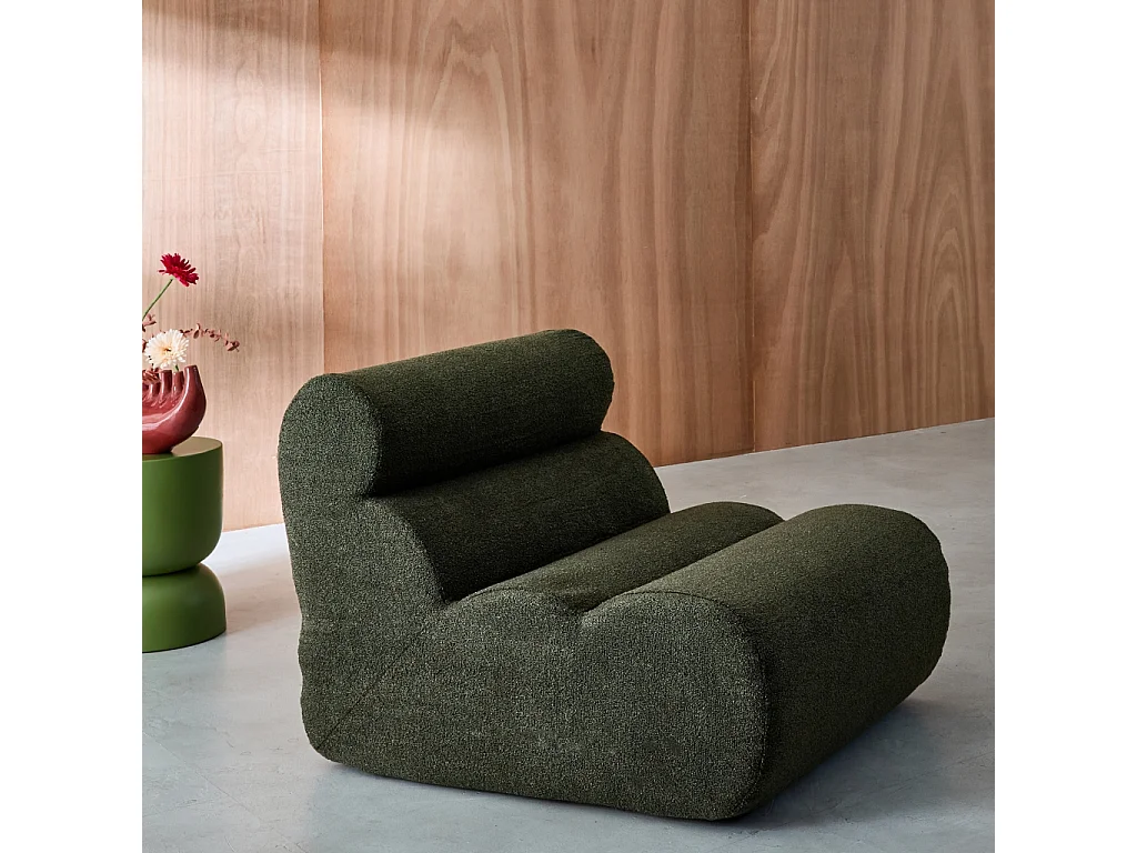 Módulo para sofá modular en borreguito texturizado, 1 plaza verde kaki