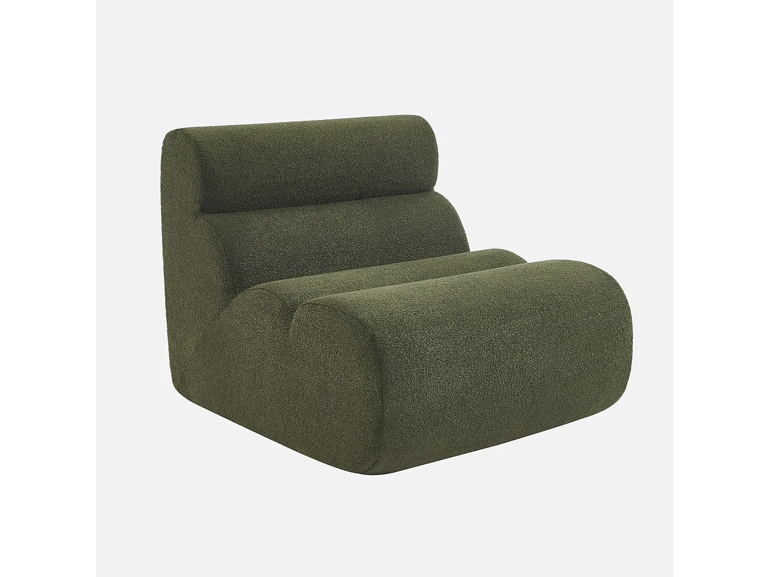 Chauffeuse bouclette texturée kaki 1 place - L 81 x P 99 x H 75cm - Nova