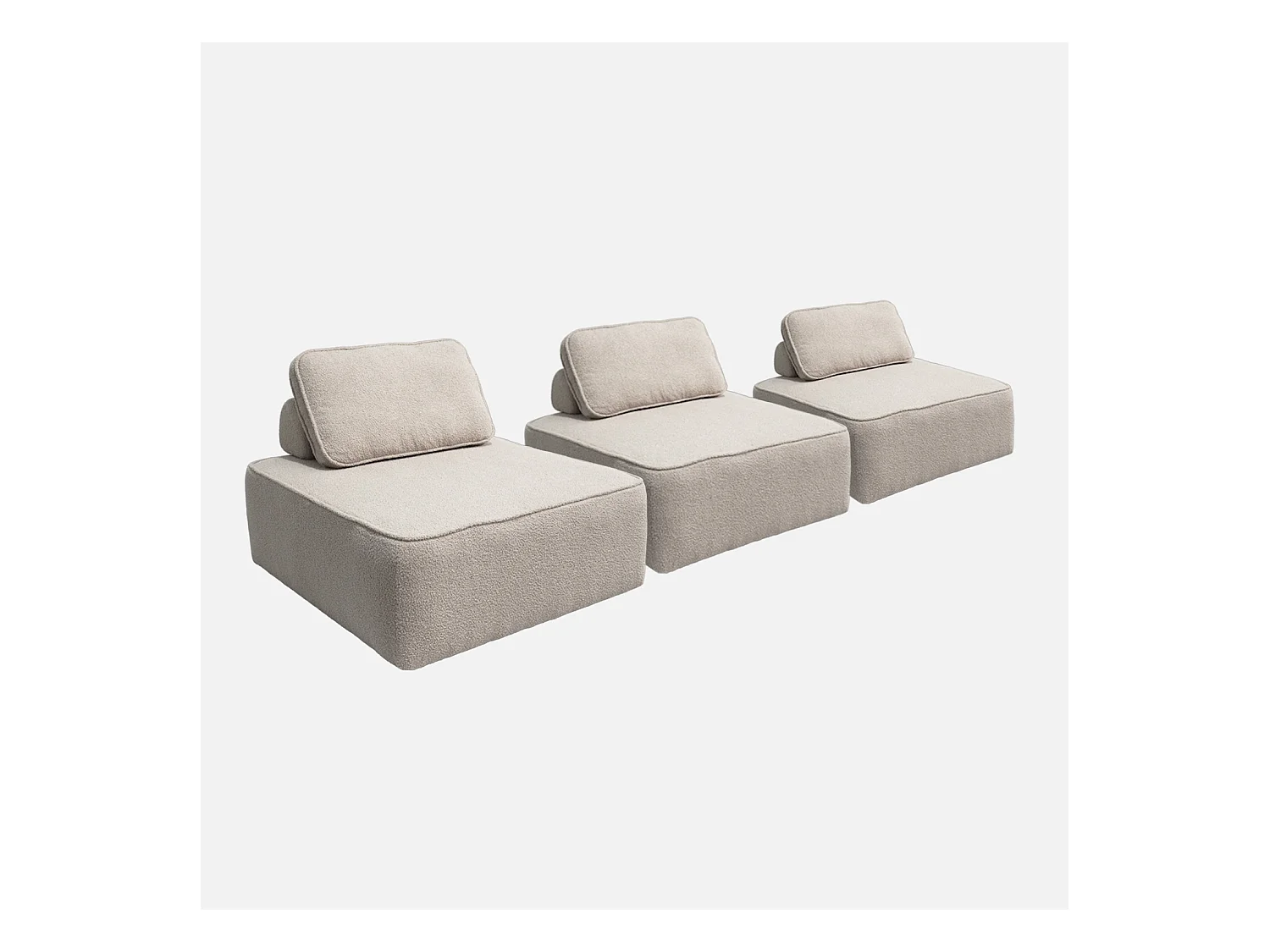Divano modulare in bouclé, 3 posti, beige