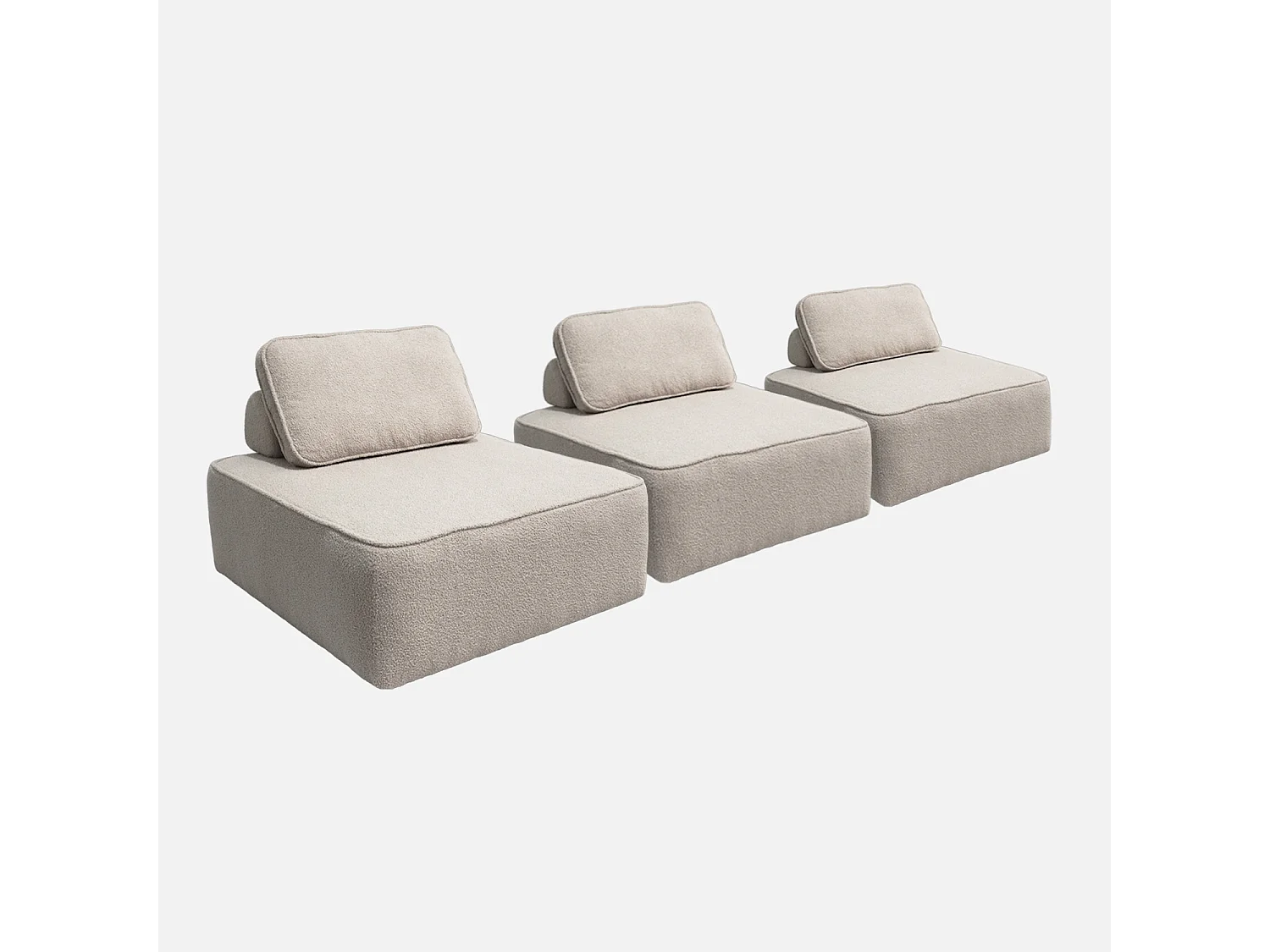 Sofá modular en tejido borreguito, 3 plazas beige