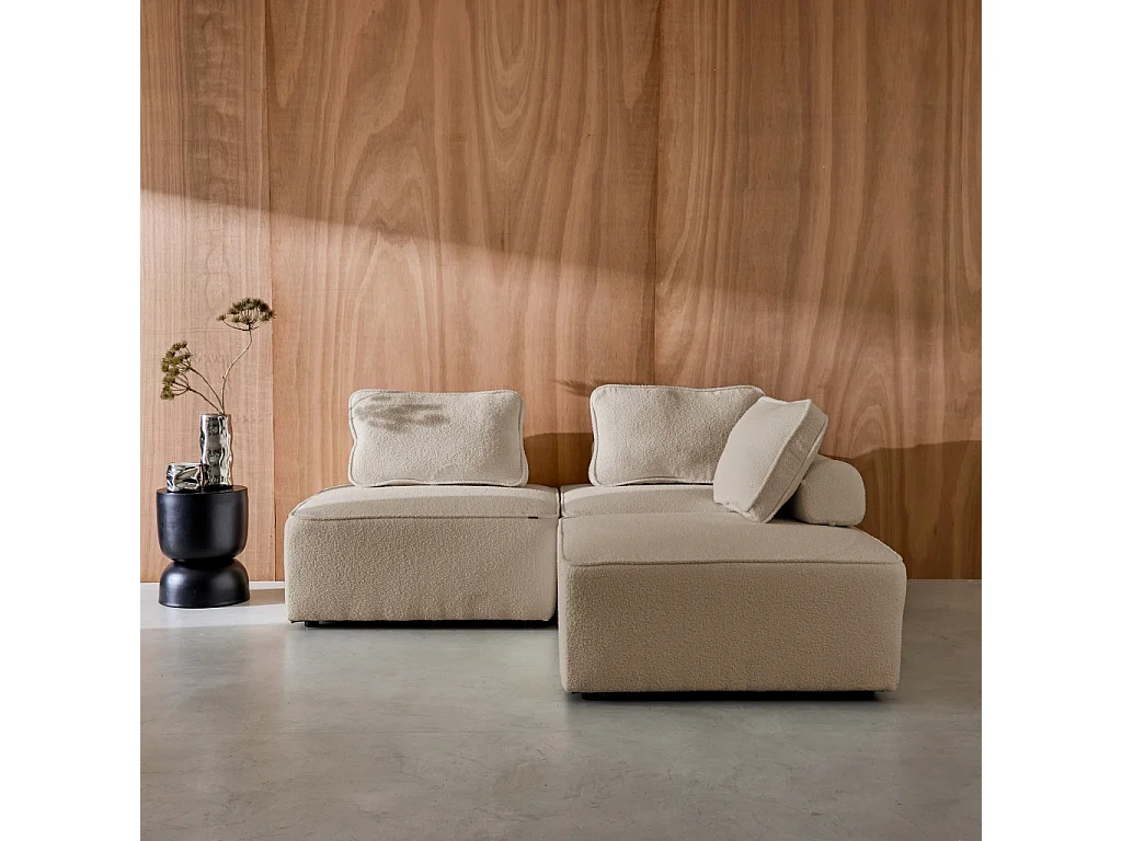 Sofá modular en tejido borreguito, 3 plazas beige