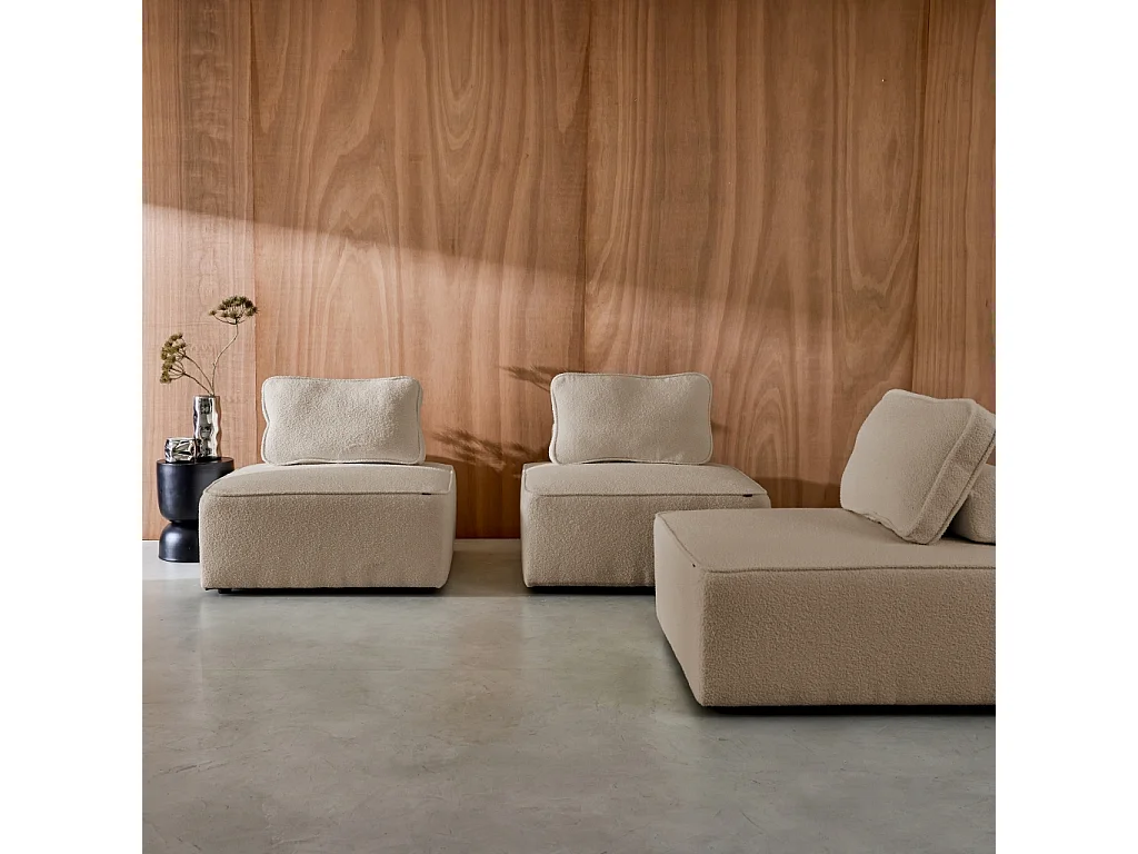 Sofá modular en tejido borreguito, 3 plazas beige