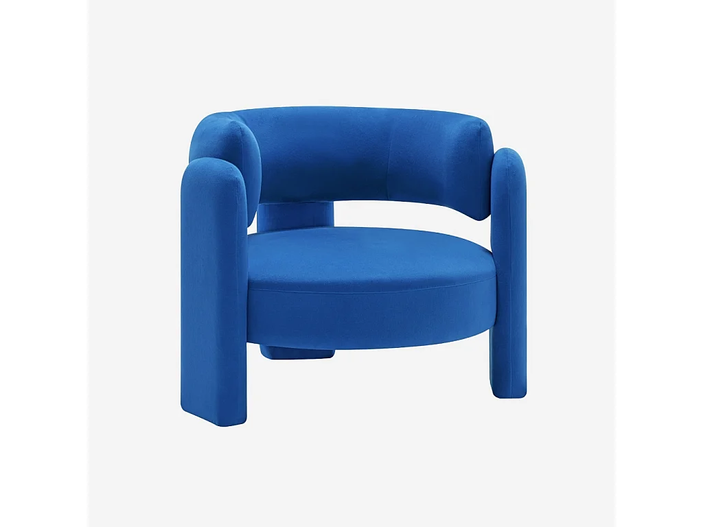 Fauteuil tripode en tissu bleu type feutrine