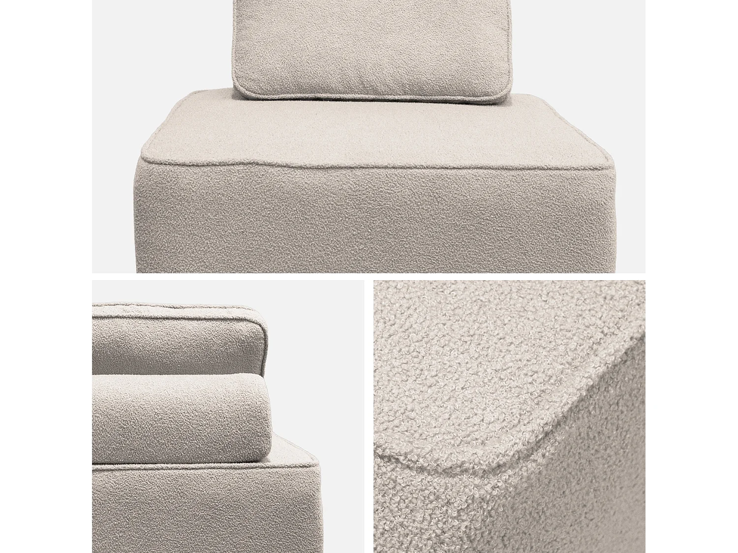 Poltrona per divano modulare in bouclé, 1 posto , beige