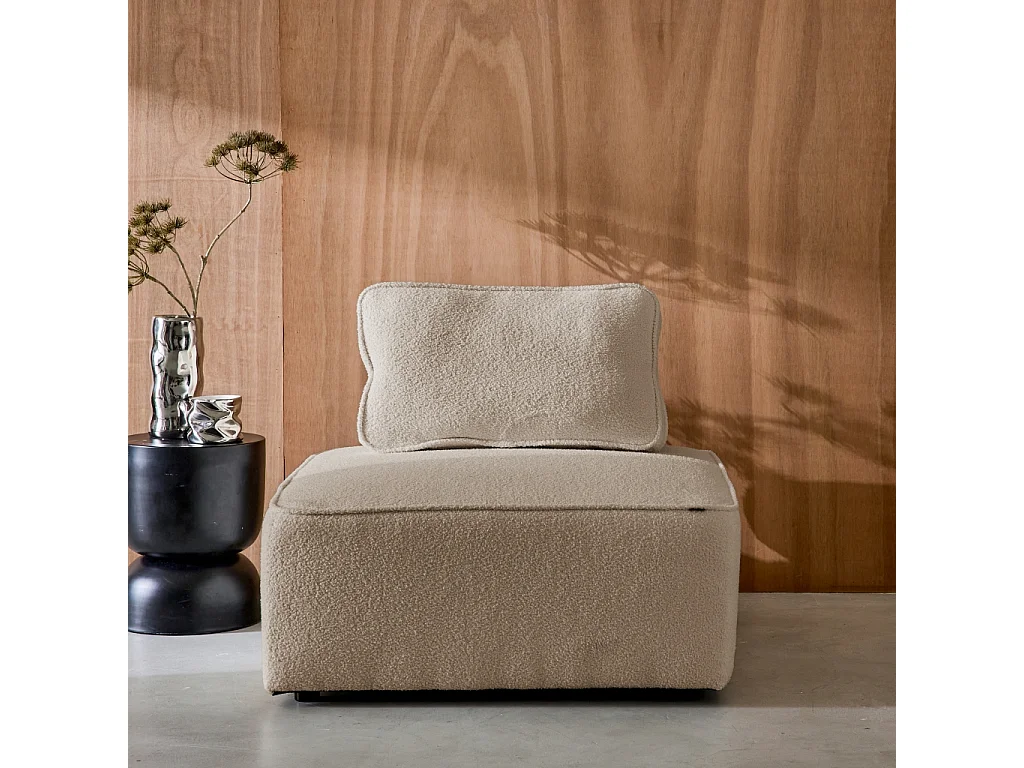 Poltrona per divano modulare in bouclé, 1 posto , beige