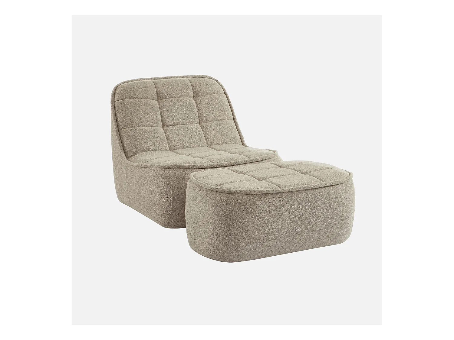 Sillón borreguito de 1 plaza + reposapiés beige