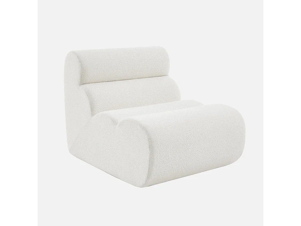 Chauffeuse bouclette texturée blanc 1 place - L 81 x P 99 x H 75cm - Nova