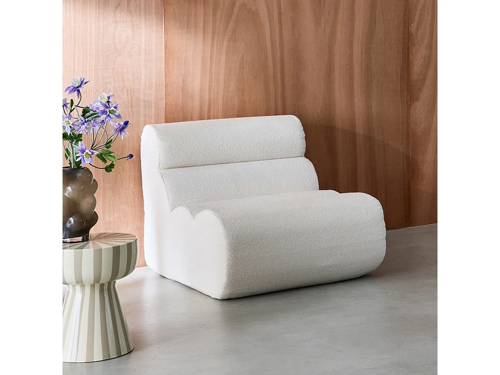 Chauffeuse bouclette texturée blanc 1 place - L 81 x P 99 x H 75cm - Nova