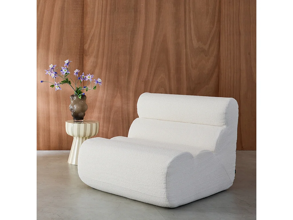 Chauffeuse bouclette texturée blanc 1 place - L 81 x P 99 x H 75cm - Nova