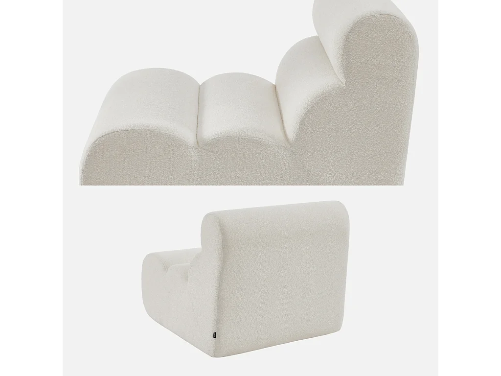 Sillón envasado al vacío modular de borreguito texturizado blanco