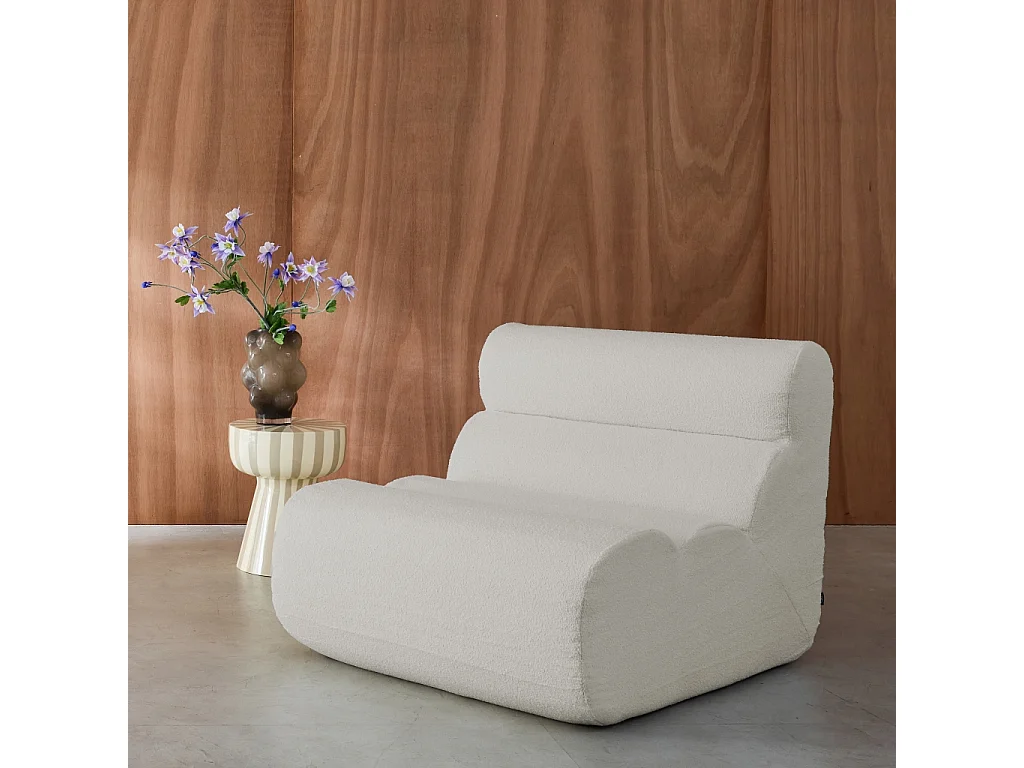 Sillón envasado al vacío modular de borreguito texturizado blanco