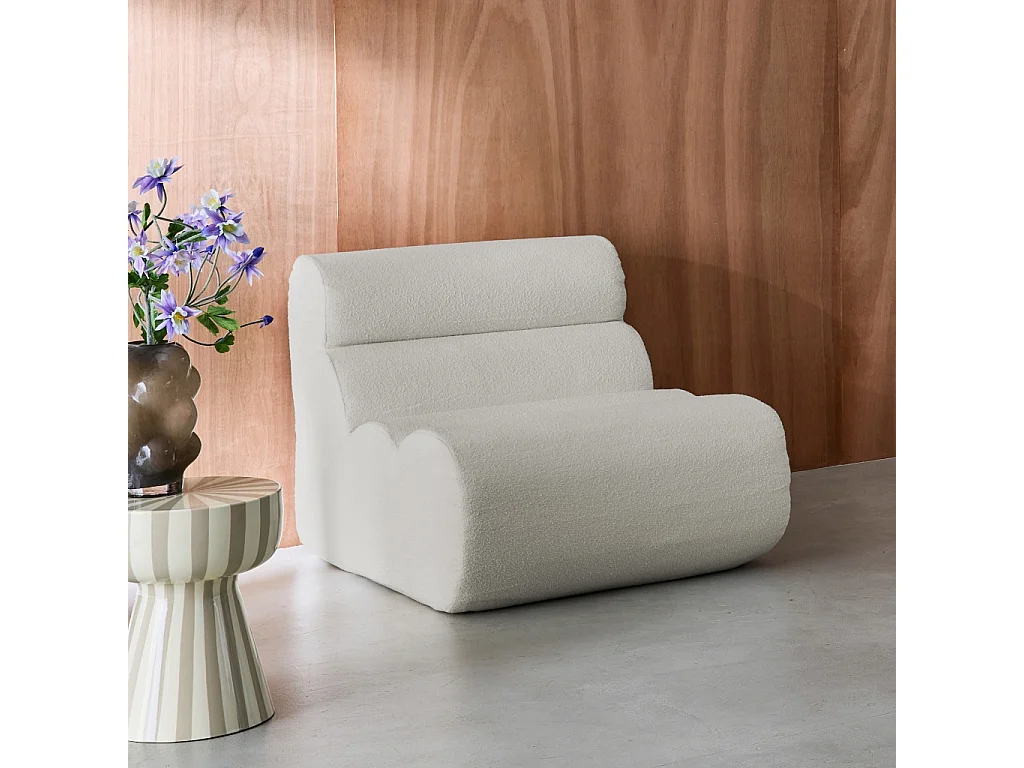 Sillón envasado al vacío modular de borreguito texturizado blanco