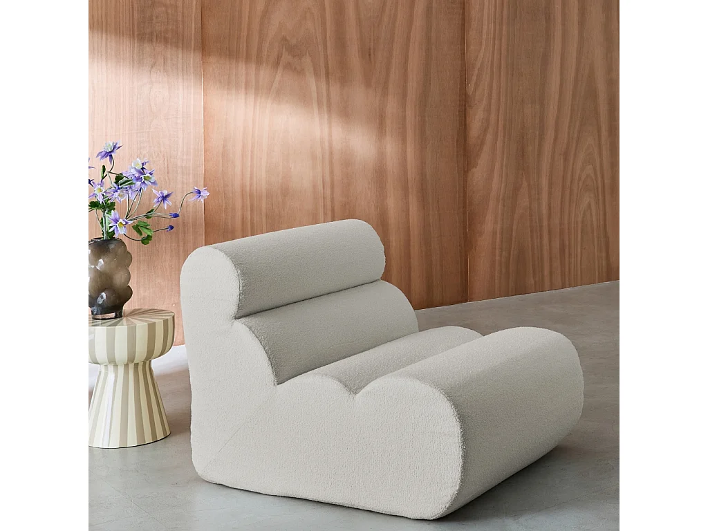 Sillón envasado al vacío modular de borreguito texturizado blanco