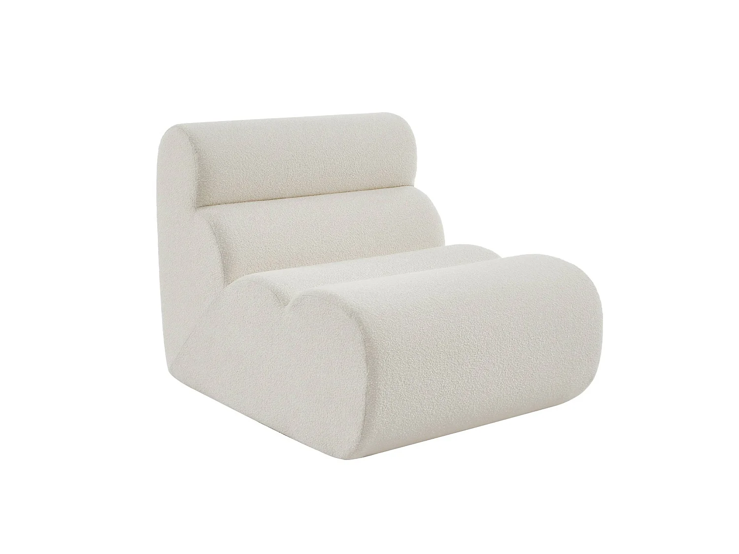 Sillón envasado al vacío modular de borreguito texturizado blanco