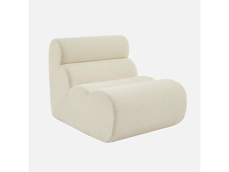 Chauffeuse bouclette texturée blanc 1 place - L 81 x P 99 x H 75cm - Nova