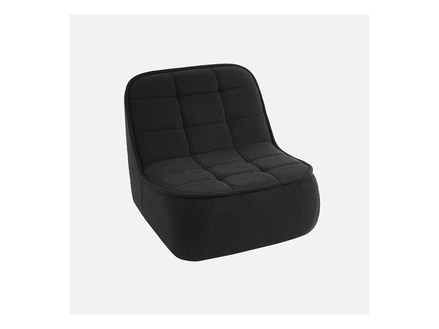 Sillón borreguito de 1 plaza + reposapiés negro