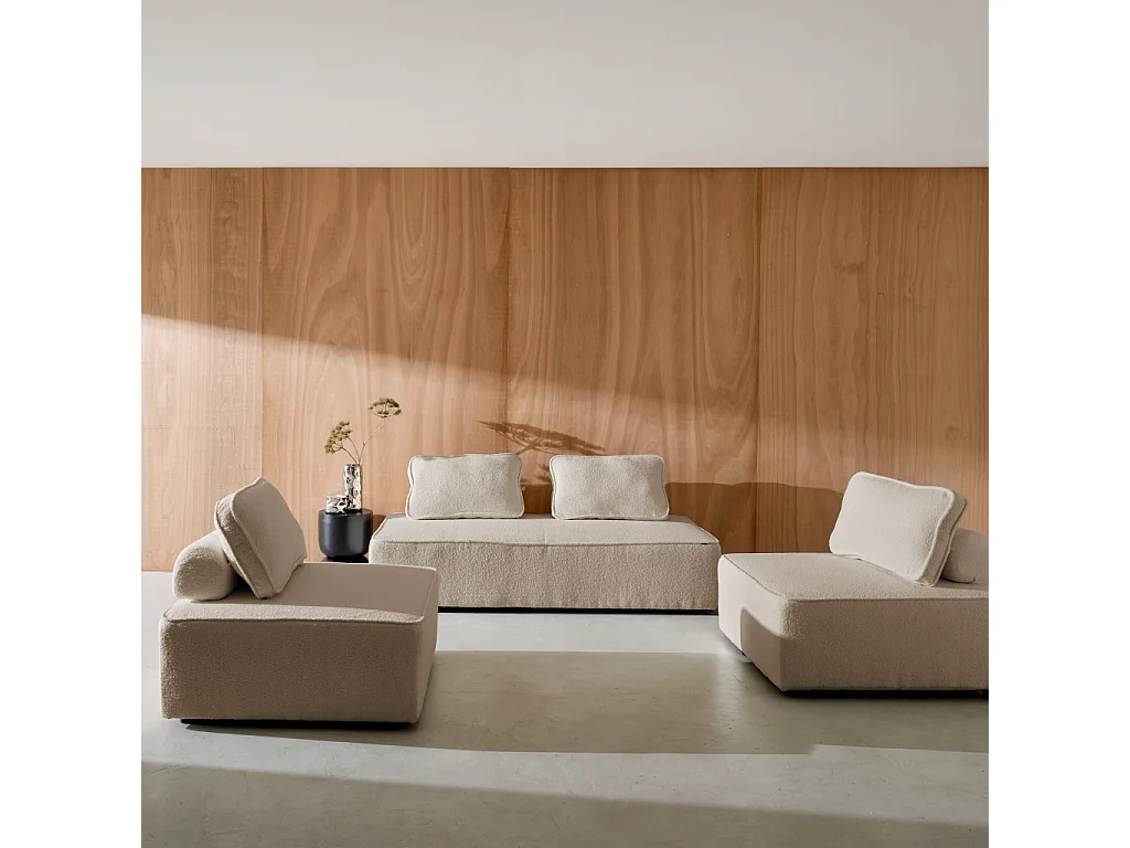 Divano modulare in bouclé, 4 posti, beige