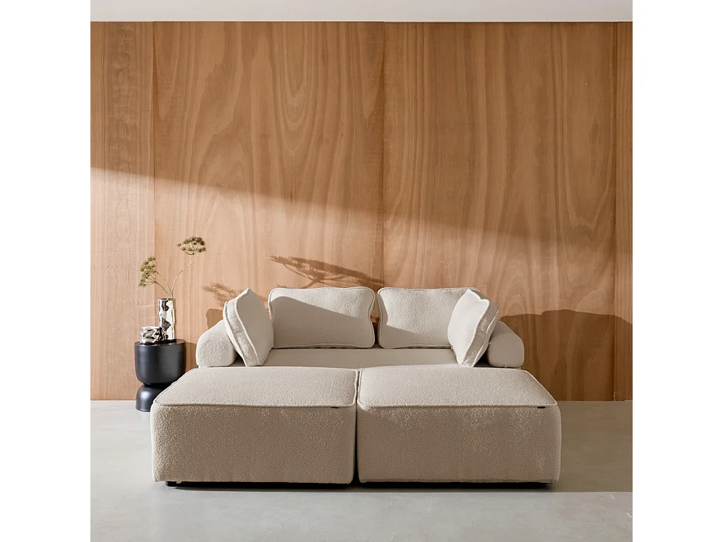 Divano modulare in bouclé, 4 posti, beige