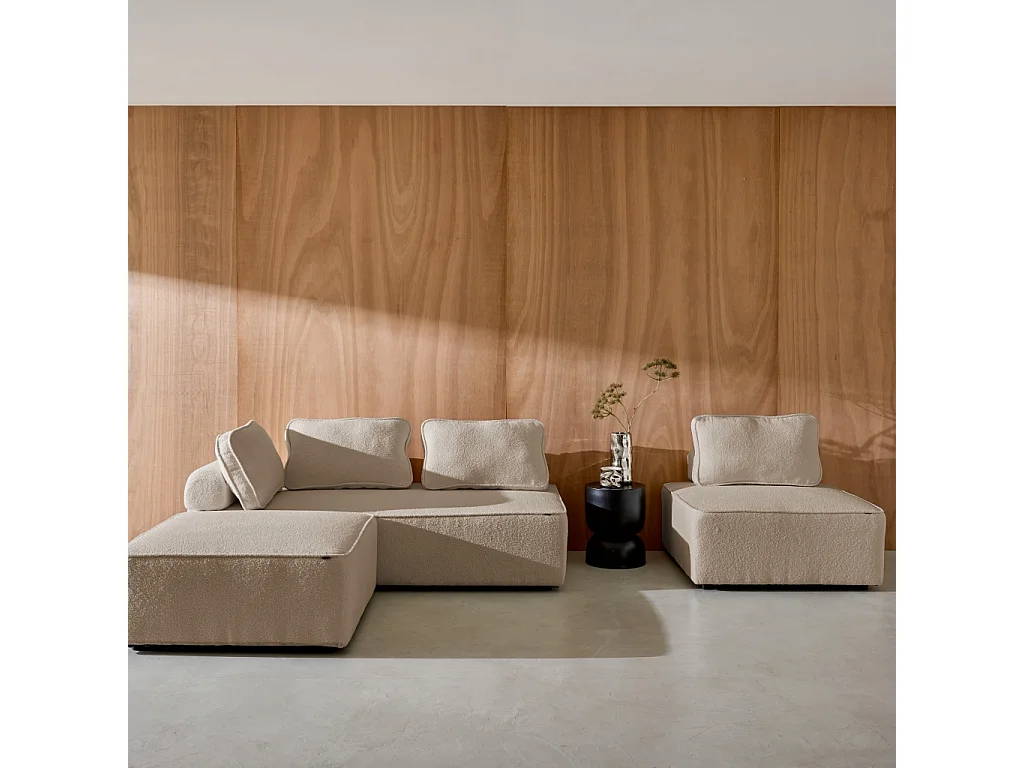 Divano modulare in bouclé, 4 posti, beige