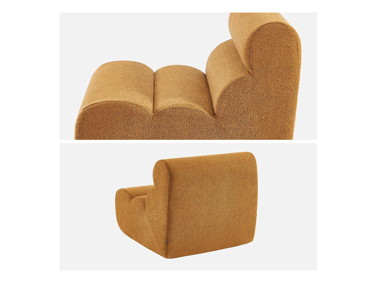 Chauffeuse bouclette texturée moutarde 1 place - L 81 x P 99 x H 75cm - Nova