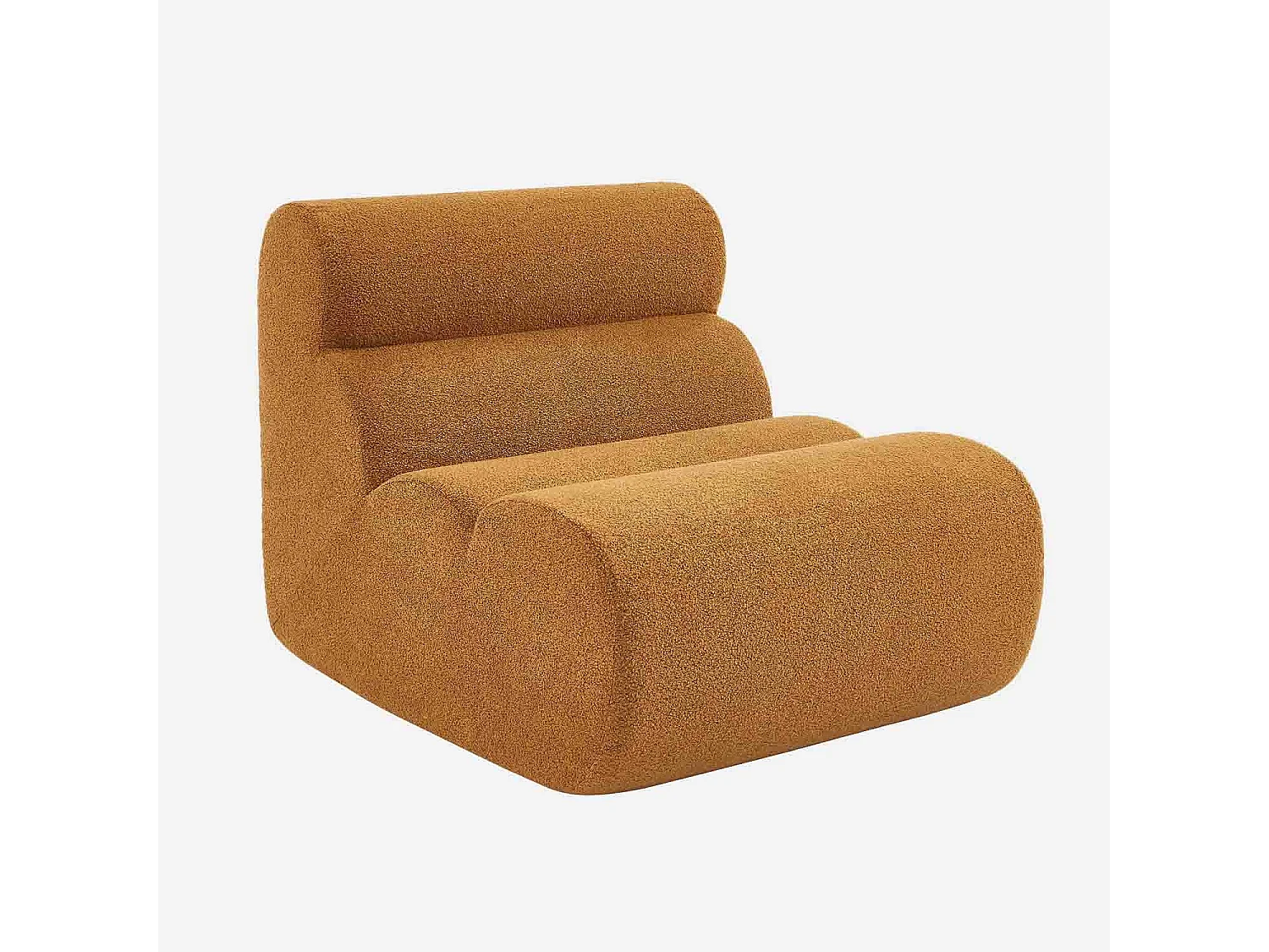 Chauffeuse bouclette texturée moutarde 1 place - L 81 x P 99 x H 75cm - Nova