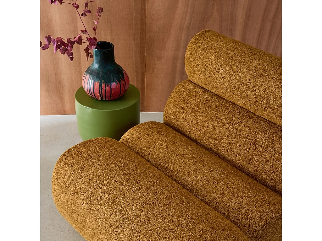 Chauffeuse bouclette texturée moutarde 1 place - L 81 x P 99 x H 75cm - Nova