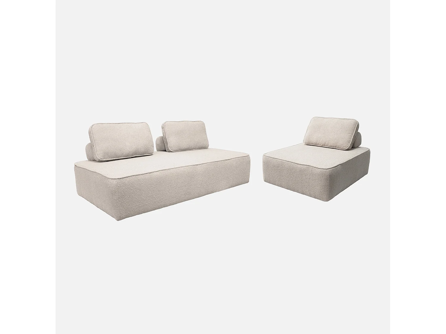 Sofá modular en tejido borreguito, 3 plazas beige