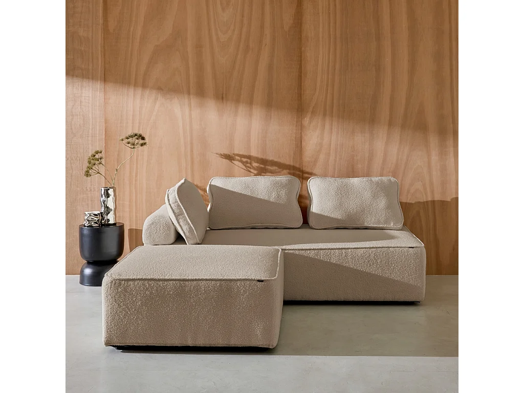 Sofá modular en tejido borreguito, 3 plazas beige