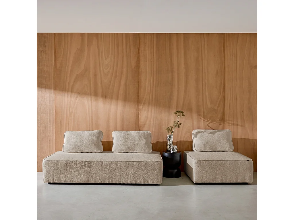 Sofá modular en tejido borreguito, 3 plazas beige